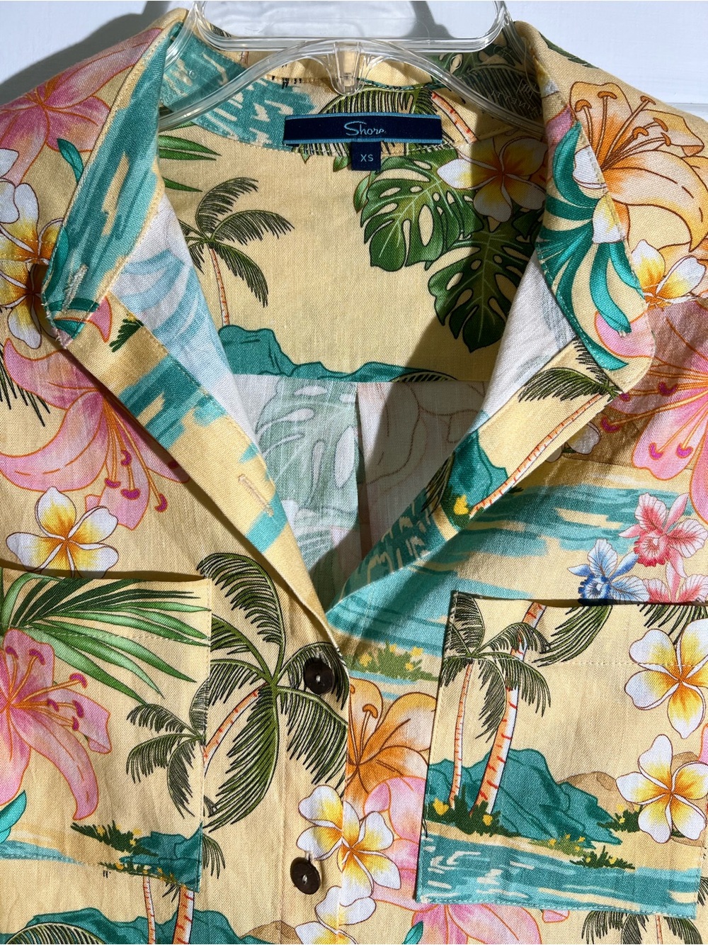Tropical Floral Cropped Button-Front Top